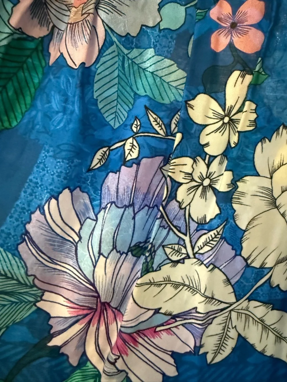 Johnny Was Blue Floral Ruffled Swim Coverup - Picture 8 of 11